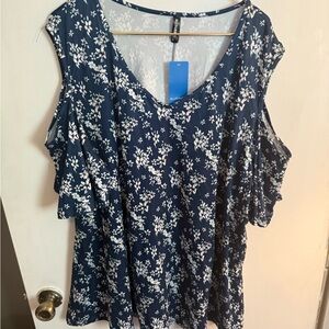 Navy Floral Women's Blouse